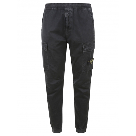 Stone Island pantalone nero uomo cargo in cotone elasticizzato