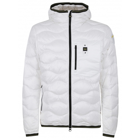 Blauer Giubbino bianco uomo piuma trapuntato a onde