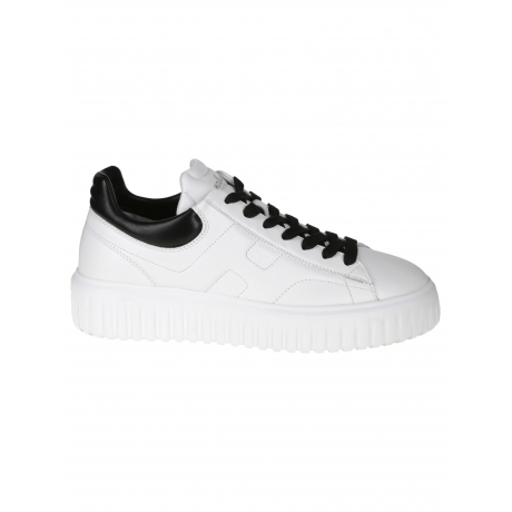 Hogan Scarpe bianco e nero donna sneakers in pelle suola con righe verticali