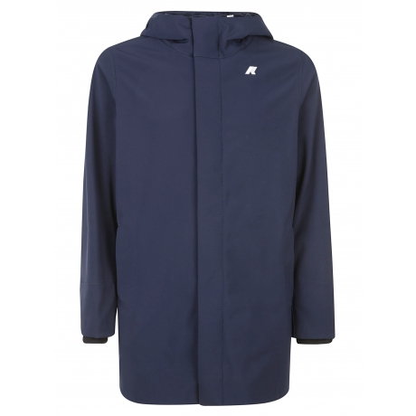 Kway Giubbino blu uomo interno in pile con cappuccio regolabile