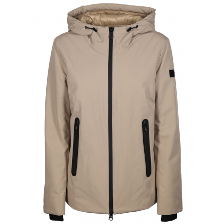 Peuterey Giubbino beige donna corto sagomato con cappuccio fisso