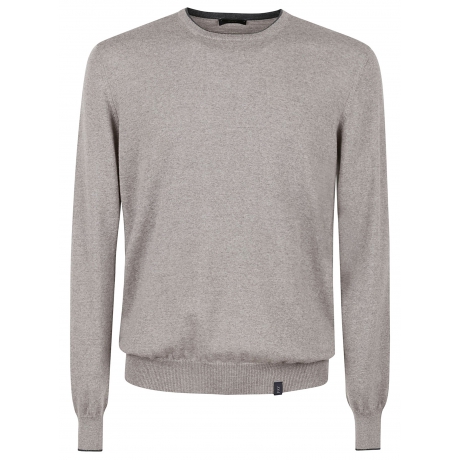 Fay Maglia beige scuro uomo in lana girocollo toppe a contrasto