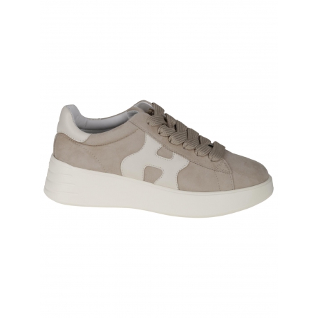 Hogan Scarpe beige e bianco donna in camoscio modello stringato