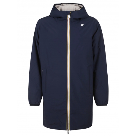 Kway Giubbino reversibile blu e beige uomo con cappuccio