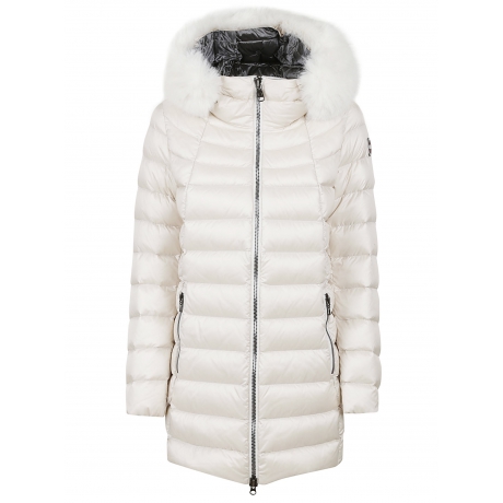 Colmar Piumino ovetto donna panna lungo cappuccio con pelliccia eco