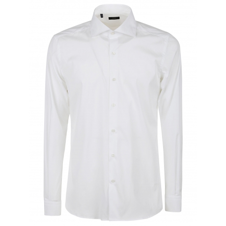 Fay Camicia bianco uomo in cotone pinces posteriori
