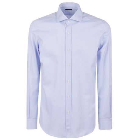 Fay Camicia celeste uomo in cotone collo francese