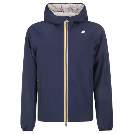 Kway Giubbino reversibile blu e beige uomo con cappuccio