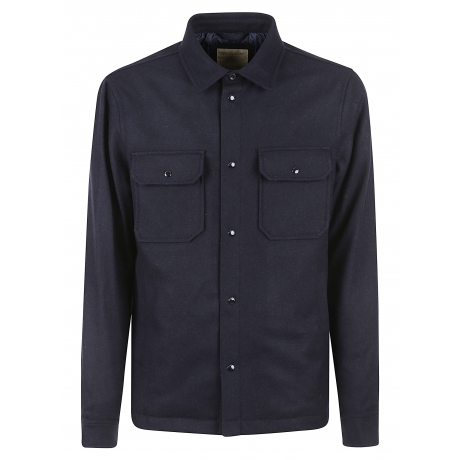 Woolrich overshirt blu scuro uomo in misto lana con bottoni