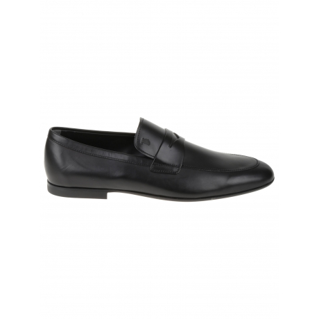 Tod's Mocassino nero uomo in pelle con tacco in gomma
