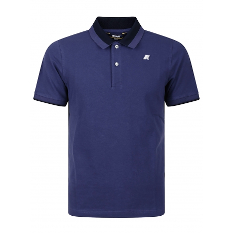 Kway Polo bluette uomo in piqué elasticizzato colletto bicolore
