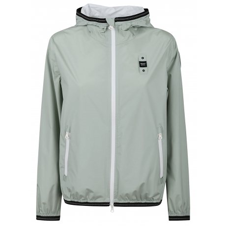 Blauer Giubbotto verde acqua donna con cappuccio fisso in nylon