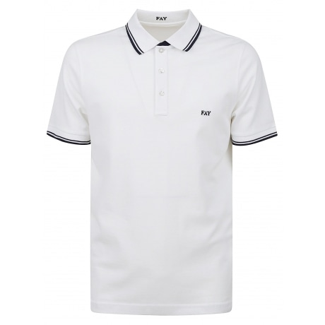 Fay Polo in piqué bianco uomo di cotone