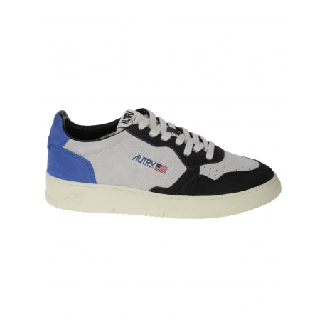 Autry Scarpe bianco nero e royal uomo in pelle e suede con lacci