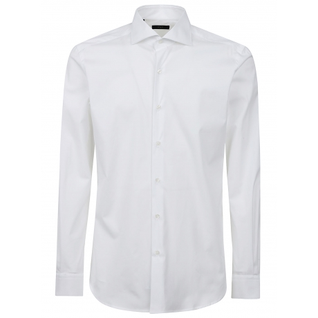 Fay Camicia bianca uomo collo francese in cotone elasticizzato