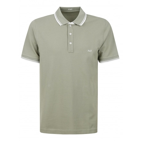 Fay Polo in piqué verde uomo di cotone