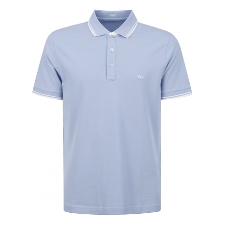 Fay Polo in piqué celeste uomo di cotone