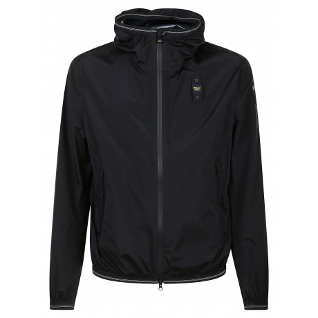 Blauer Giubbotto nero uomo in nylon con cappuccio fisso