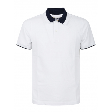Kway Polo bianco uomo in piqué elasticizzato colletto bicolore