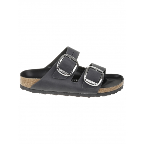 Birkenstock Sandali arizona nero donna doppia fascia fibbia grande pelle oleata