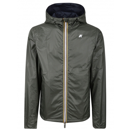 Kway Giubbino blu e verde militare uomo reversibile in nylon con cappuccio