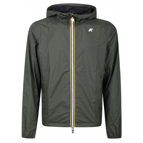 Kway Giubbino verde militare e nero uomo in nylon con cappuccio