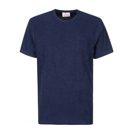Saint Barth T-shirt uomo in spugna di cotone blu