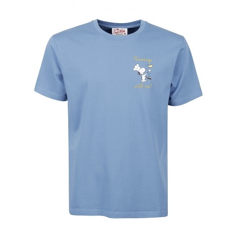 Saint Barth T-shirt girocollo uomo in cotone celeste