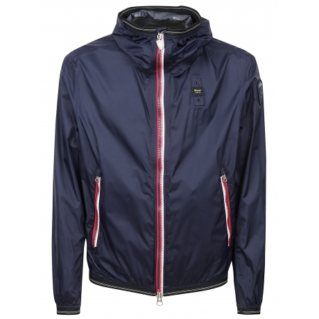 Blauer Giubbotto blu uomo in nylon con cappuccio fisso