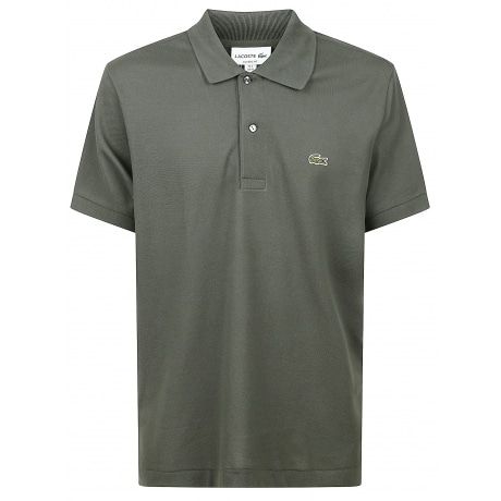 Lacoste Polo verde scuro uomo in piqué pesante