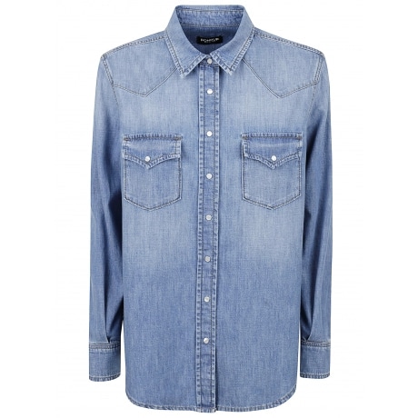 Dondup camicia over donna con tasche sul davanti in denim