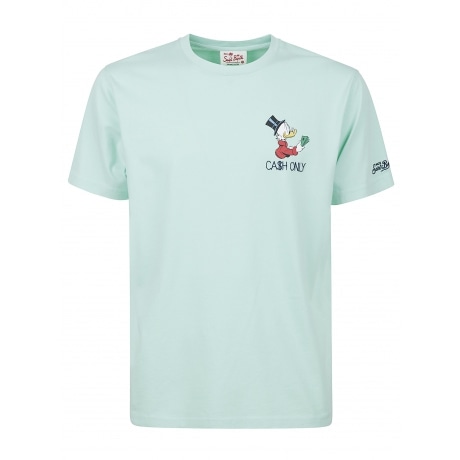 Saint Barth T-shirt girocollo uomo in cotone verde acqua