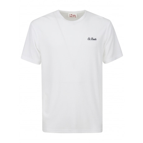 Saint Barth T-shirt uomo in spugna di cotone bianco