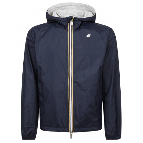 Kway Giubbino blu e beige uomo reversibile in nylon con cappuccio
