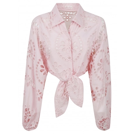 Saint Barth Camicia donna in pizzo sangallo rosa