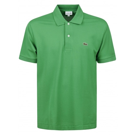 Lacoste Polo verde prato uomo in piqué pesante