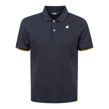 Kway Polo blu uomo in piqué elasticizzato