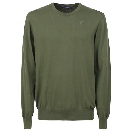 Kway Maglia girocollo verde militare uomo in cotone