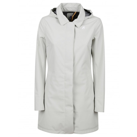 Kway Giubbino beige donna lungo con cappuccio