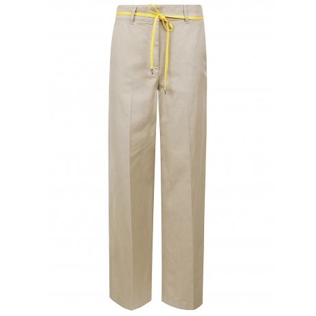 Aspesi Pantalone donna a vita alta in cotone e lino beige