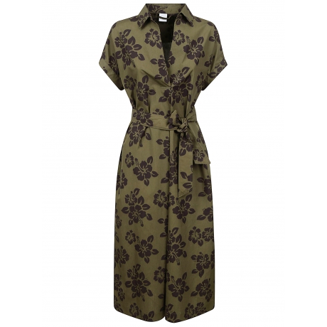 Aspesi Abito lungo verde militare donna in cotone
