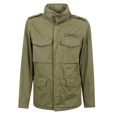 Aspesi Giubbotto uomo in gabardina di cotone verde