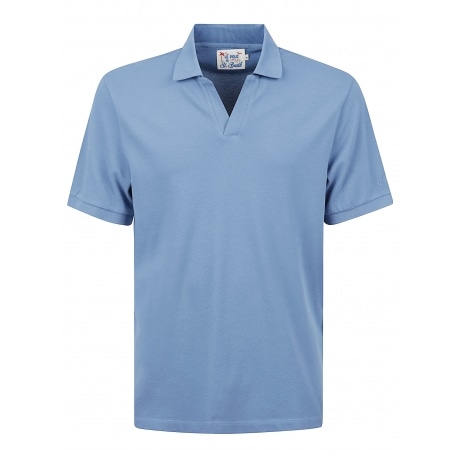 Saint Barth Polo uomo senza bottoni in maglia azzurro