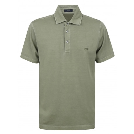 Fay Polo in piqué verde uomo di cotone
