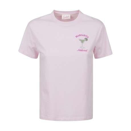 Saint Barth T-shirt donna girocollo in cotone rosa