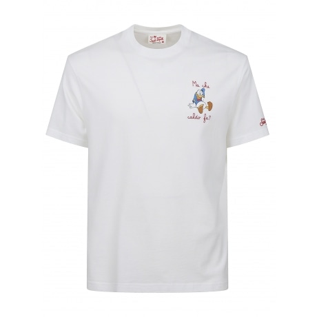 Saint Barth T-shirt girocollo uomo in cotone bianco