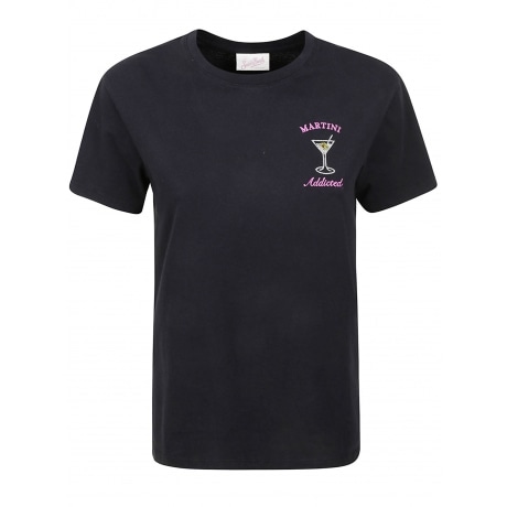 Saint Barth T-shirt donna girocollo in cotone blu