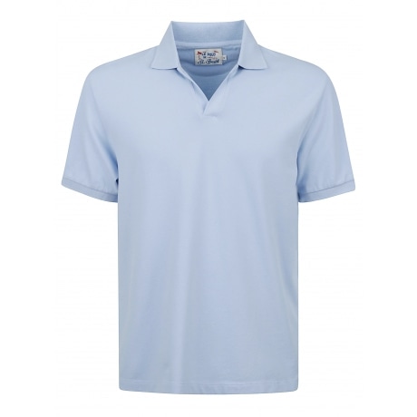 Saint Barth Polo uomo senza bottoni in maglia celeste