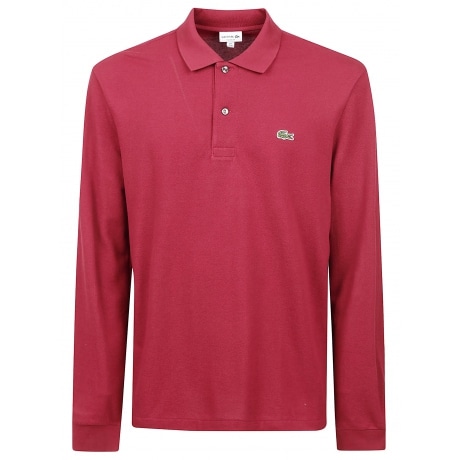 Lacoste Polo uomo maniche lunghe in piqué bordeaux