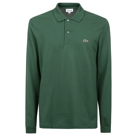 Lacoste Polo uomo maniche lunghe in piqué verde